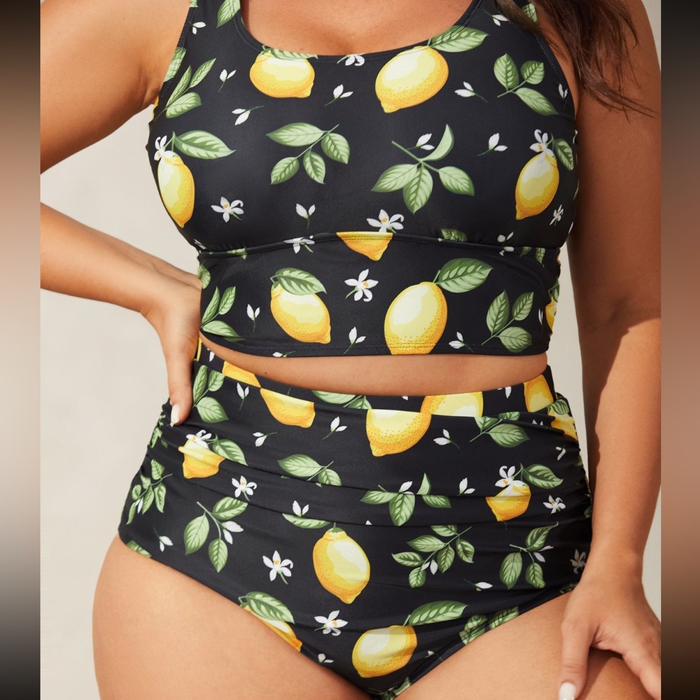 Lemon Print High-Waisted Bikini Set - Picture 4 of 4